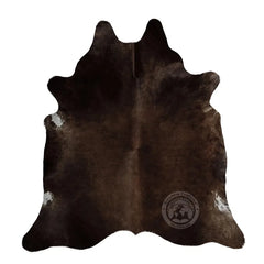 Premium Solid Black Genuine Cowhide Rug | 100% Natural Cow Skin Leather Carpet