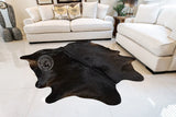 Premium Solid Black Genuine Cowhide Rug Price in Pakistan | Natural Cow Skin Rug | Luxury Leather Hide