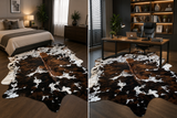 Premium Dark Brown Tricolor Genuine Cowhide Rug Price in Pakistan | Natural Cow Skin Leather Carpet