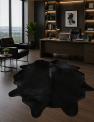 Premium Solid Black Genuine Cowhide Rug Price in Pakistan | 100% Natural Cow Skin Leather Carpet