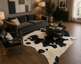 Premium Black & White Genuine Cowhide Rug Price in Pakistan | Natural Cow Skin Leather Carpet