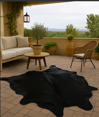 Premium Solid Black Genuine Cowhide Rug Price in Pakistan | 100% Natural Cow Skin Leather Carpet