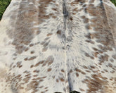 Gray and White Cowhide Rug, Gray Salt and Pepper Cowhide Rug - Natural Cowskin Rugs - Leather Rugs for Bedroom