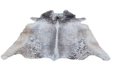 Cowhide Rug in Gray - Brazilian Cow Skin Rug - Exotic Leather Area Rug - Grey and White
