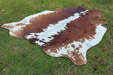 Large Floor Area Rug Cowhide for Living Room Decor Real Cowhide in Tricolor Brown and White Cowhide Rug Genuine Cow Skin Rug