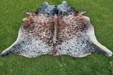 Brown and White Genuine Cow Skin Rug Tricolor Cowhide Hair On Cowhide Rug