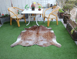 Cowhide Rug-Genuine Brown and White Cowhide Rug-Exclusive Spotted Cow Skin Rug-Large Cowhide Rug-Brazilian Cowhide Area Rug-Tricolor Cowhide