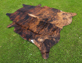 Genuine Brindle Cowhide Rug Tricolor Brazilian Animal Skin Area Rug