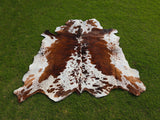 Natural Tricolor Brazilian Animal Skin Area Rug Genuine Brindle Cowhide Rug