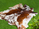Natural Tricolor Brazilian Animal Skin Area Rug Genuine Brindle Cowhide Rug