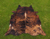 Genuine Brindle Cowhide Rug Tricolor Brazilian Animal Skin Area Rug