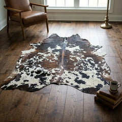 Tricolor Genuine Cowhide Rug in Pakistan | Premium Brown Black & White Cow Skin Rug | Natural Cow Hide Rugs