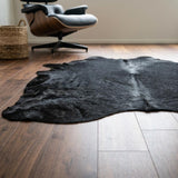 Black Cowhide Rug with Speckled Hair Price in Pakistan | Premium Genuine Cow Skin Rug | Export Quality