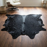 Black Cowhide Rug with Speckled Hair Price in Pakistan | Premium Genuine Cow Skin Rug | Export Quality