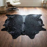 Black Cowhide Rug with Speckled Hair Price in Pakistan | Premium Genuine Cow Skin Rug | Export Quality