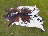 Natural Dark Brown and White Cowhide - Brindle Cow Skin - Hair on Cowhide - Real Cow Rug