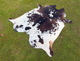 Natural Dark Brown and White Cowhide - Brindle Cow Skin - Hair on Cowhide - Real Cow Rug