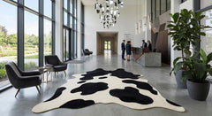 Premium Black & White Genuine Cowhide Rug Price in Pakistan | 100% Natural Cow Skin Leather Carpet