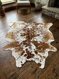 Premium Brown & White Speckled Genuine Cowhide Rug Price in Pakistan | Natural Cow Skin Leather Carpet