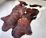 Premium Dark Brown & White Cow Hide Rug | Genuine Tricolor Cowhide Rug | Cow Hide Rug Price in Pakistan | Natural Cow Skin Carpet
