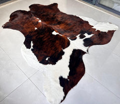 Premium Dark Brown & White Cow Hide Rug | Genuine Tricolor Cowhide Rug | Cow Hide Rug Price in Pakistan | Natural Cow Skin Carpet