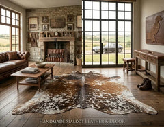 Premium Brown Speckled Genuine Cowhide Rug Price in Pakistan | Natural Cow Skin Leather Carpet