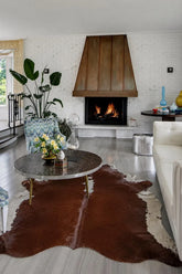 Premium Brown & White Genuine Cowhide Rug Price in Pakistan | Natural Cow Skin Leather Carpet