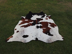 Premium Tricolor Genuine Cowhide Rug In Pakistan | Natural Cow Skin Leather Carpet