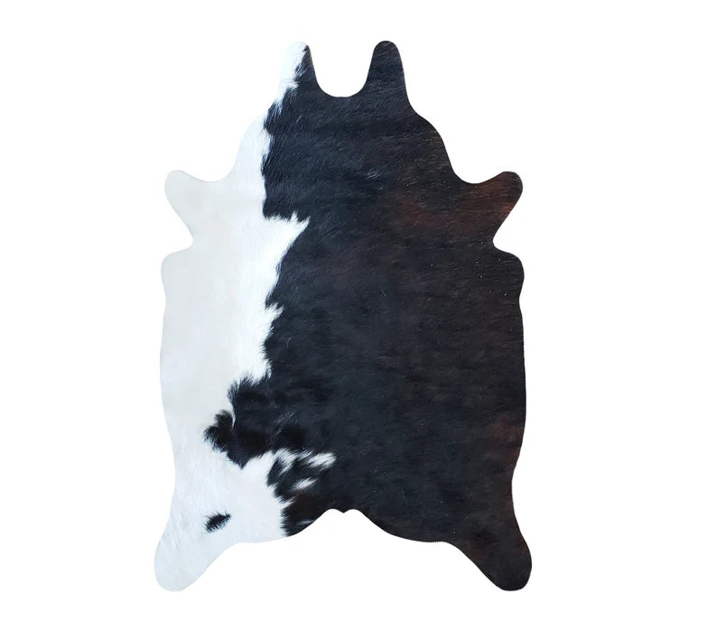 Premium Black & White Genuine Cowhide Rug | Natural Cow Skin Leather Carpet