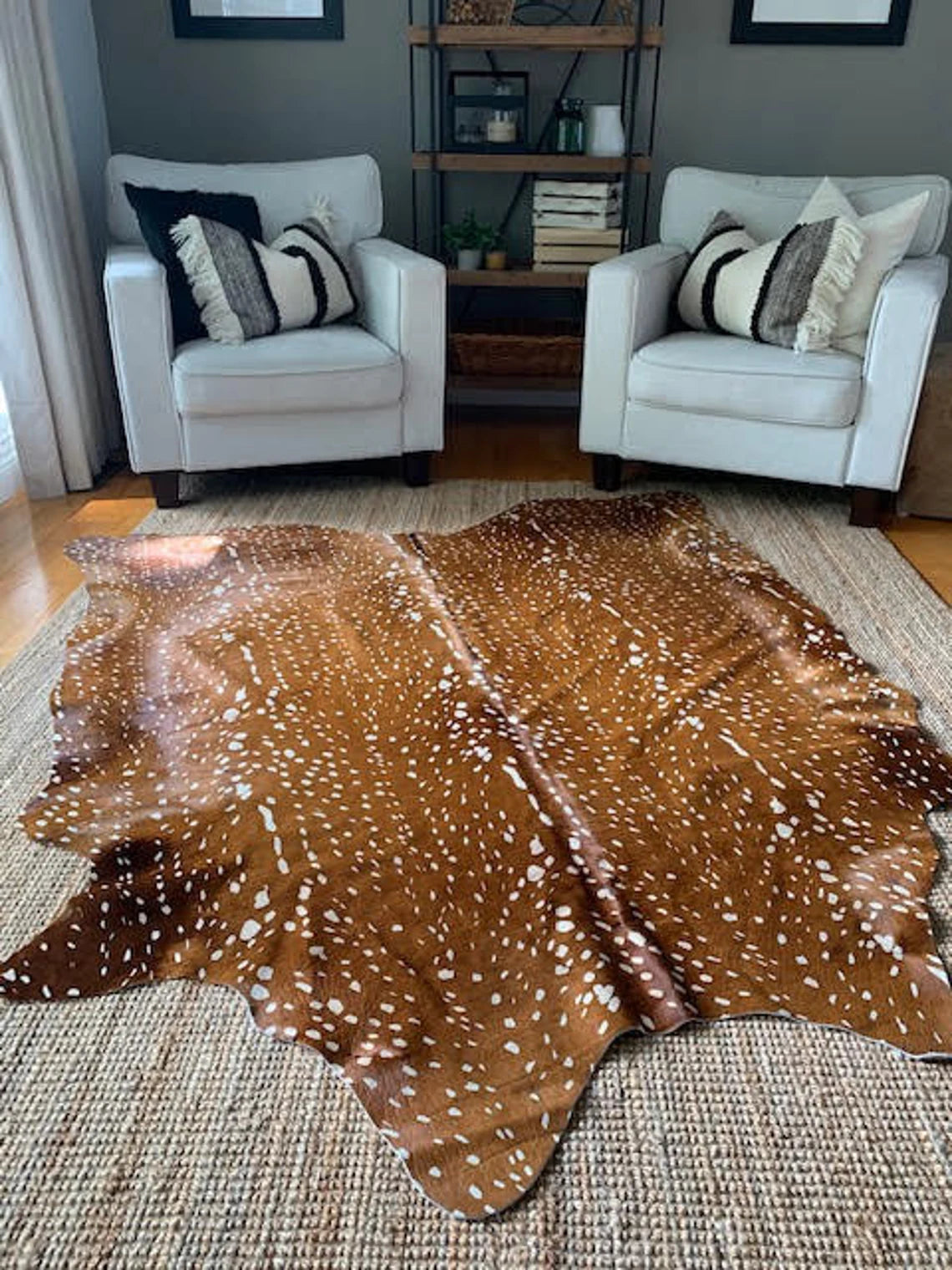 Premium Exotic Brown Speckled Cowhide Rug | Genuine Natural Leather Hide