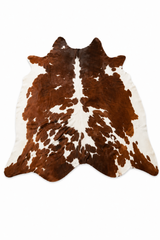 Luxury Brown & White Genuine Cowhide Rug | Authentic Natural Cow Skin Carpet