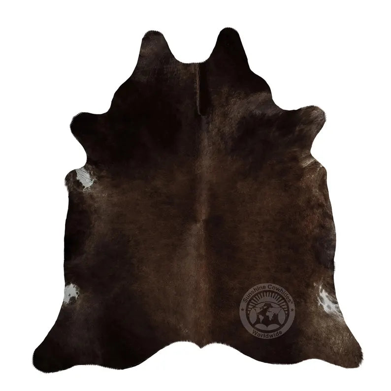 Premium Solid Black Genuine Cowhide Rug | 100% Natural Cow Skin Leather Carpet