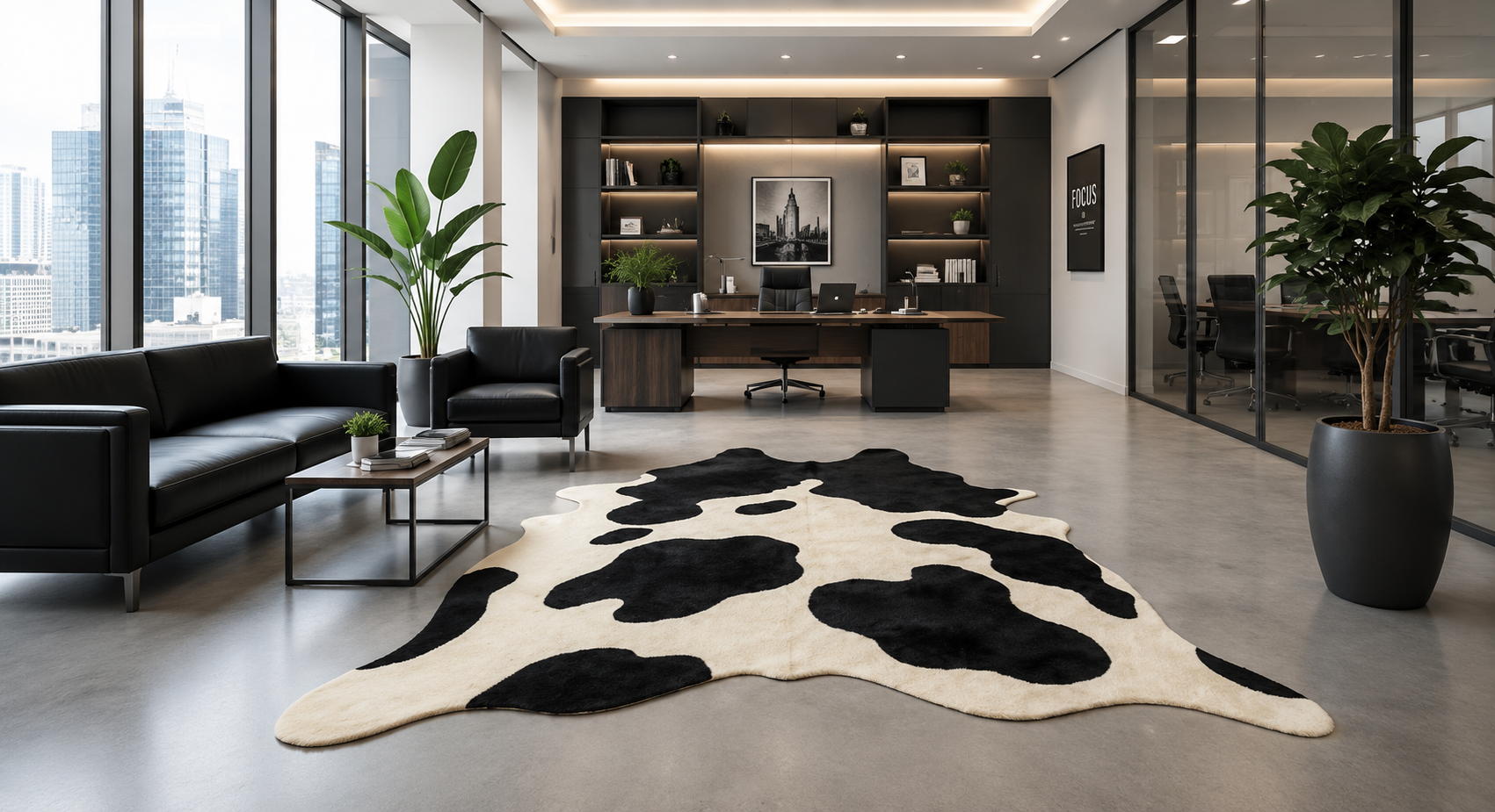 Premium Black & White Genuine Cowhide Rug Price in Pakistan | 100% Natural Cow Skin Leather Carpet