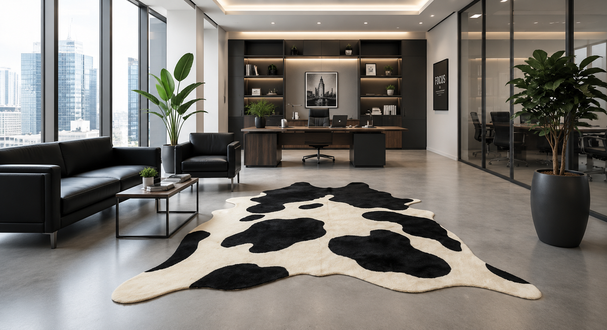 Premium Black & White Genuine Cowhide Rug Price in Pakistan | 100% Natural Cow Skin Leather Carpet