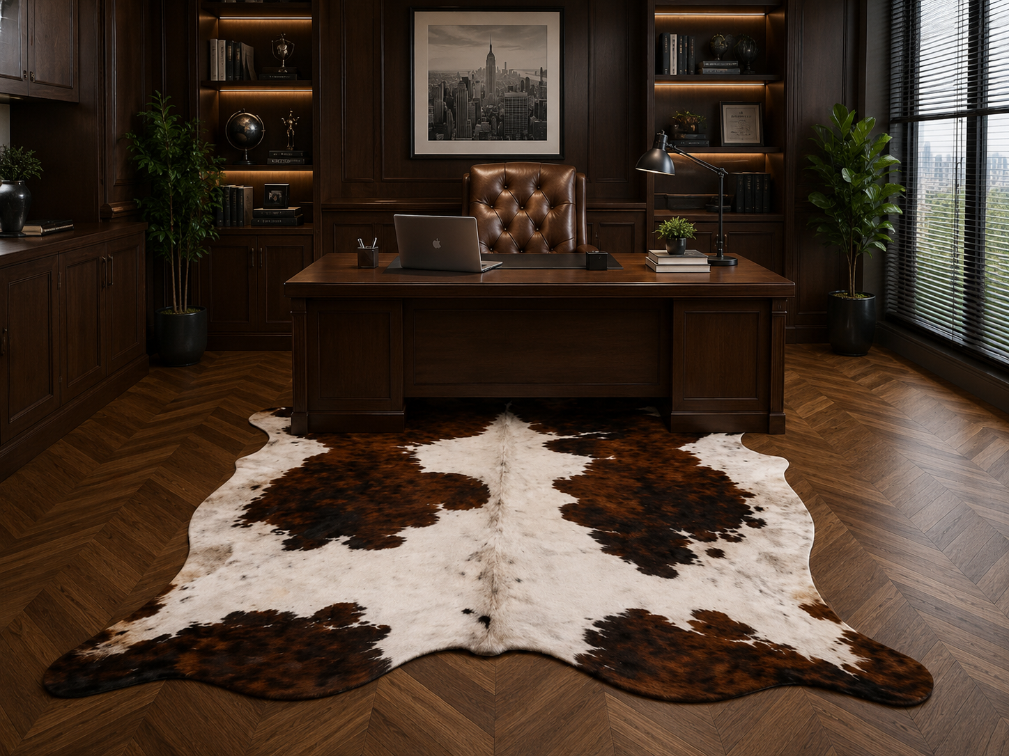 Premium Dark Brown & White Genuine Cowhide Rug Price in Pakistan | Natural Cow Hide