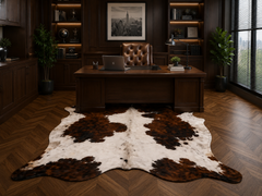 Premium Dark Brown & White Genuine Cowhide Rug Price in Pakistan | Natural Cow Hide