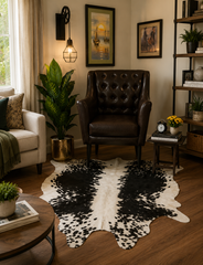 Premium Black & White Genuine Cowhide Rug Price in Pakistan | Natural Cow Skin Leather Carpet