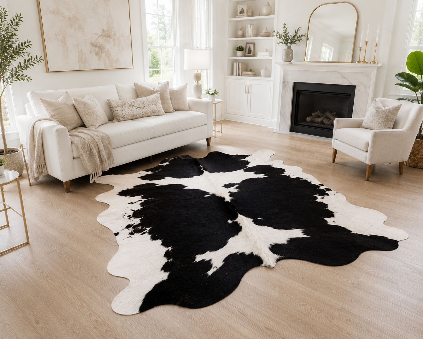 Black & White Genuine Cowhide Rug in Pakistan | Premium Natural Cow Skin Rug