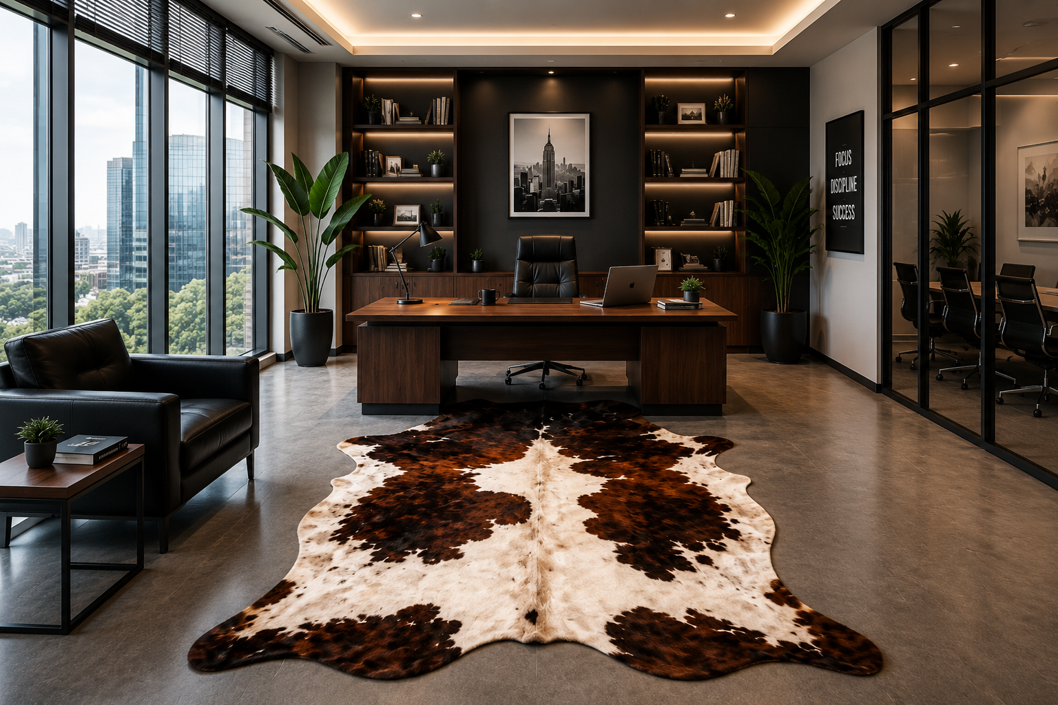 Premium Dark Brown & White Genuine Cowhide Rug Price in Pakistan | Natural Cow Hide