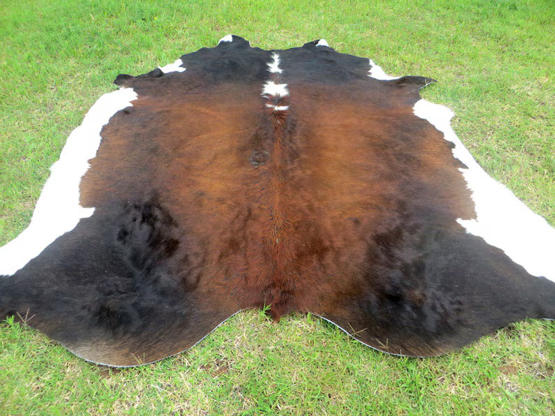 Premium Brown & Black Cowhide Rug | Real Natural Leather Carpet