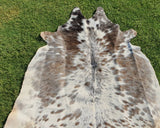 Gray and White Cowhide Rug, Gray Salt and Pepper Cowhide Rug - Natural Cowskin Rugs - Leather Rugs for Bedroom
