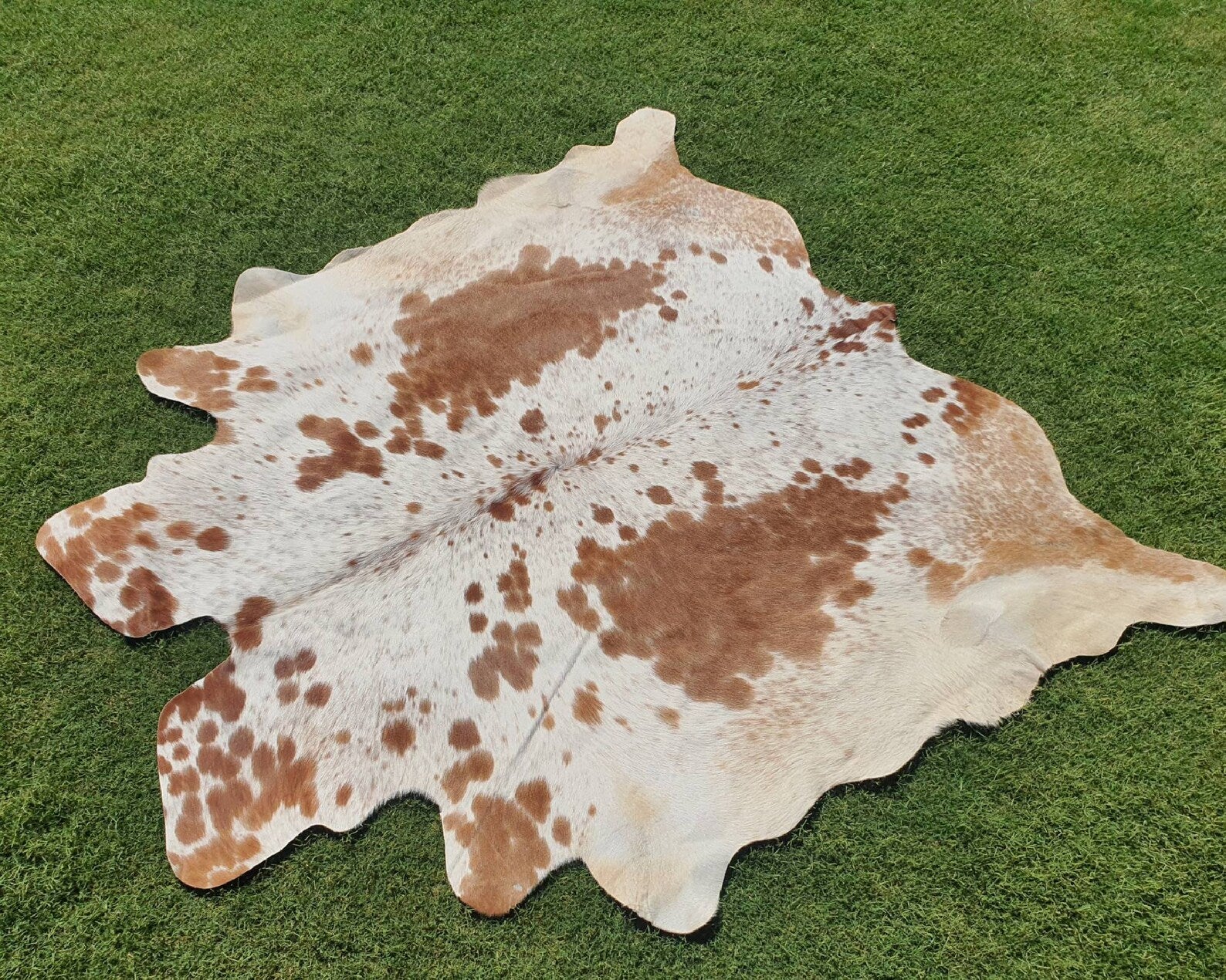 Brown and White cowhide - animal skin rugs- Brown and white leather rug -Large cowhide rug - Small cowhide rug - Living Room Area Rug