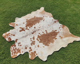 Brown and White cowhide - animal skin rugs- Brown and white leather rug -Large cowhide rug - Small cowhide rug - Living Room Area Rug