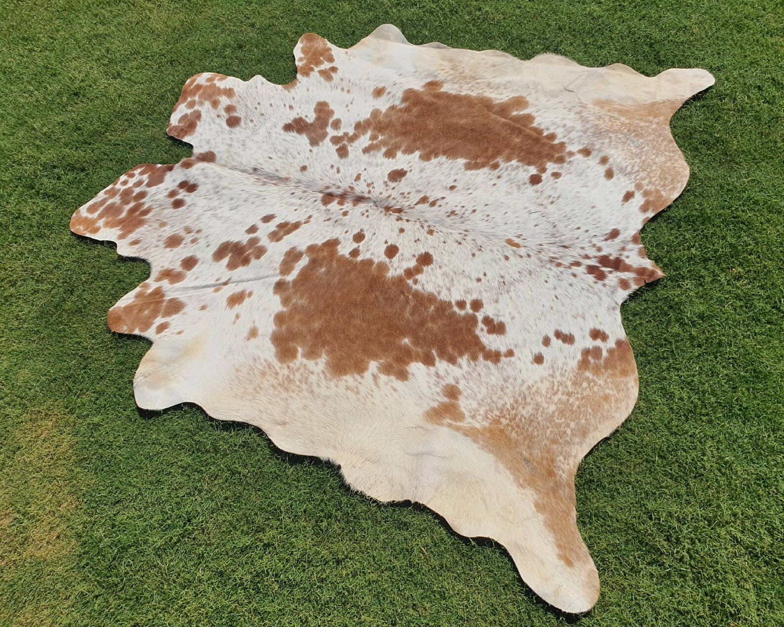 Brown and White cowhide - animal skin rugs- Brown and white leather rug -Large cowhide rug - Small cowhide rug - Living Room Area Rug