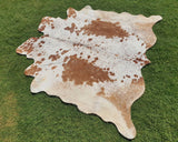 Brown and White cowhide - animal skin rugs- Brown and white leather rug -Large cowhide rug - Small cowhide rug - Living Room Area Rug
