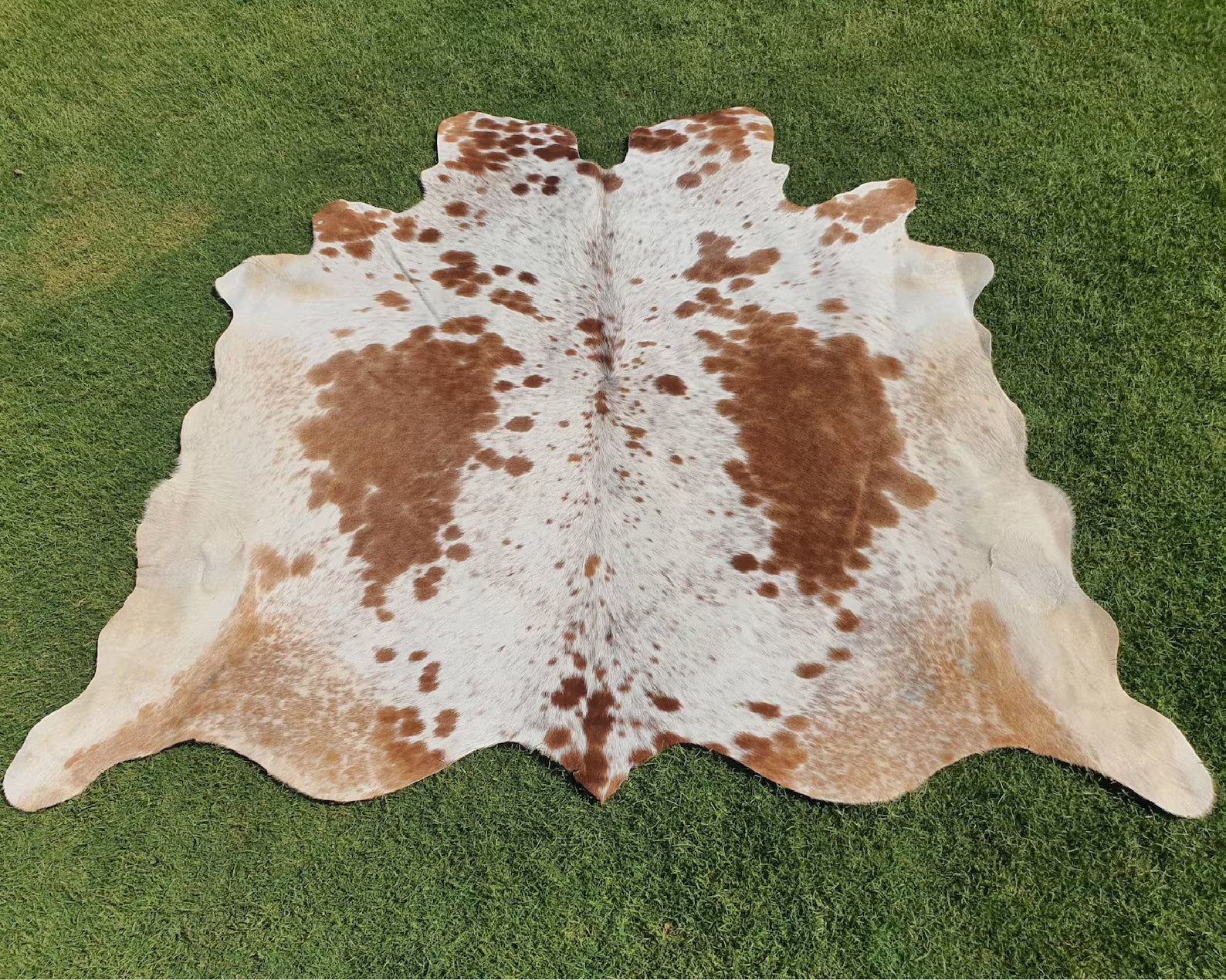 Brown and White cowhide - animal skin rugs- Brown and white leather rug -Large cowhide rug - Small cowhide rug - Living Room Area Rug