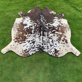 Amazing Tricolor Cowhide Rug | Tricolor Cow Rug | Tricolor brown and white leather rug