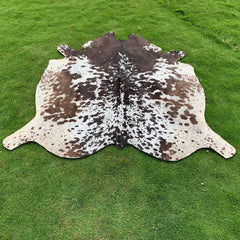 Amazing Tricolor Cowhide Rug | Tricolor Cow Rug | Tricolor brown and white leather rug
