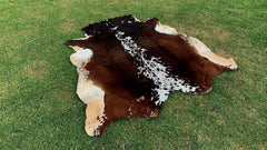 Natural Tricolor Cowhide Rug - Large Cowhide Rug for Living Room Area - Brindle Cowhide Rug - Natural Cowhide Floor Rug