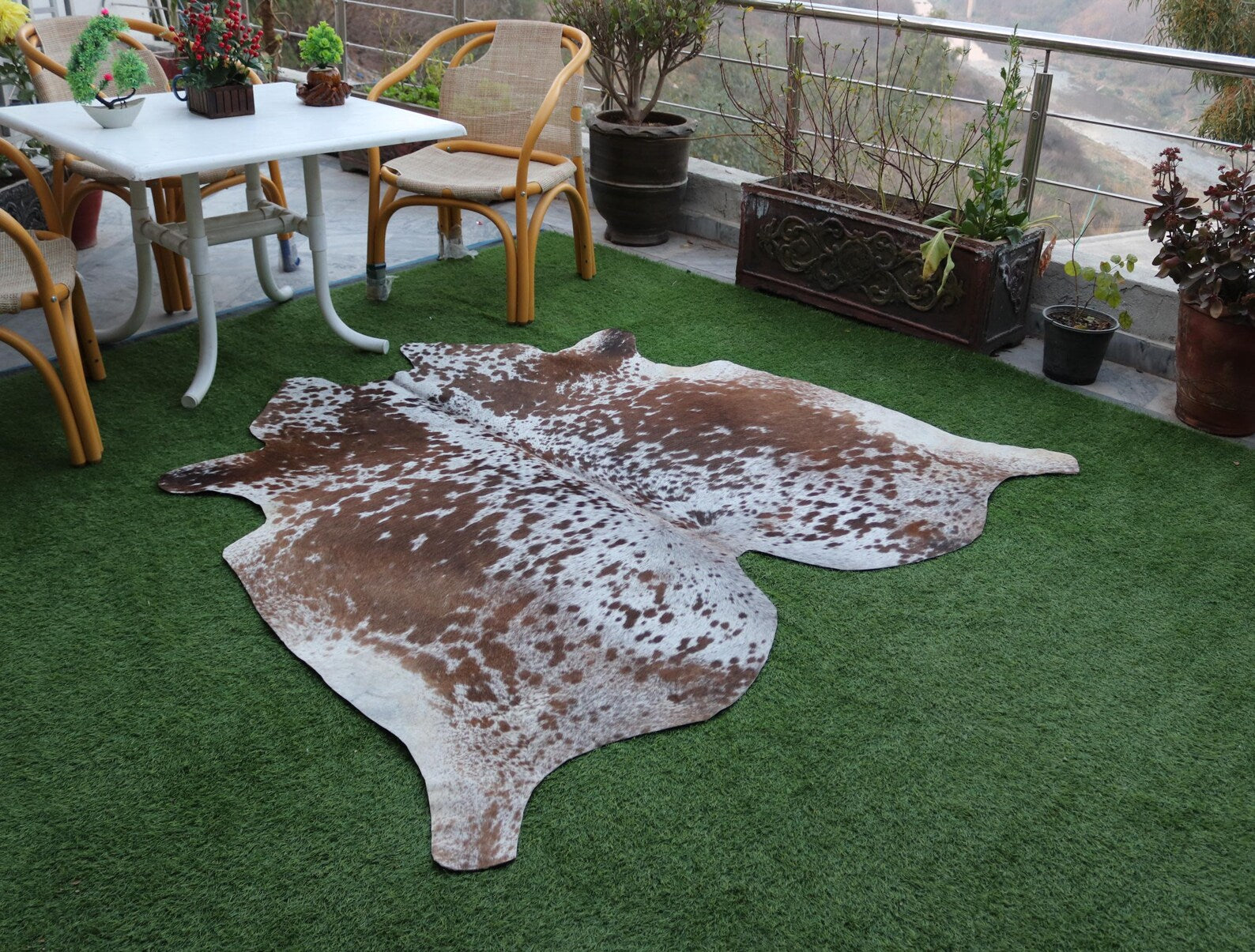 Genuine Brown and White Cowhide Rug-Exclusive Spotted Cow Skin Rug